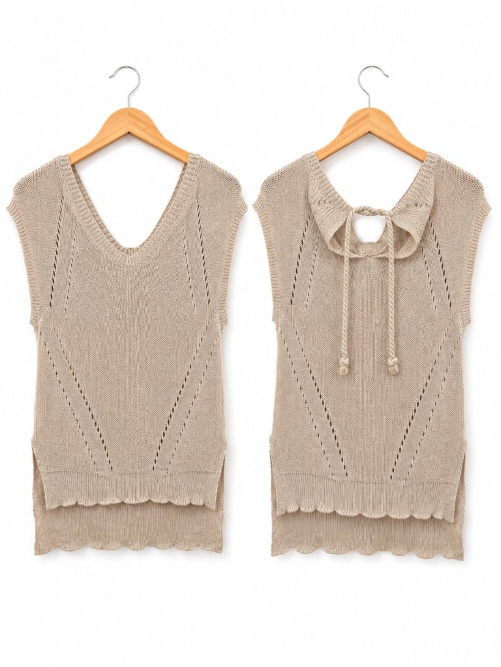 Costa Blanca Beige Open Knit Sleeveless Bathing Suit Cover Up